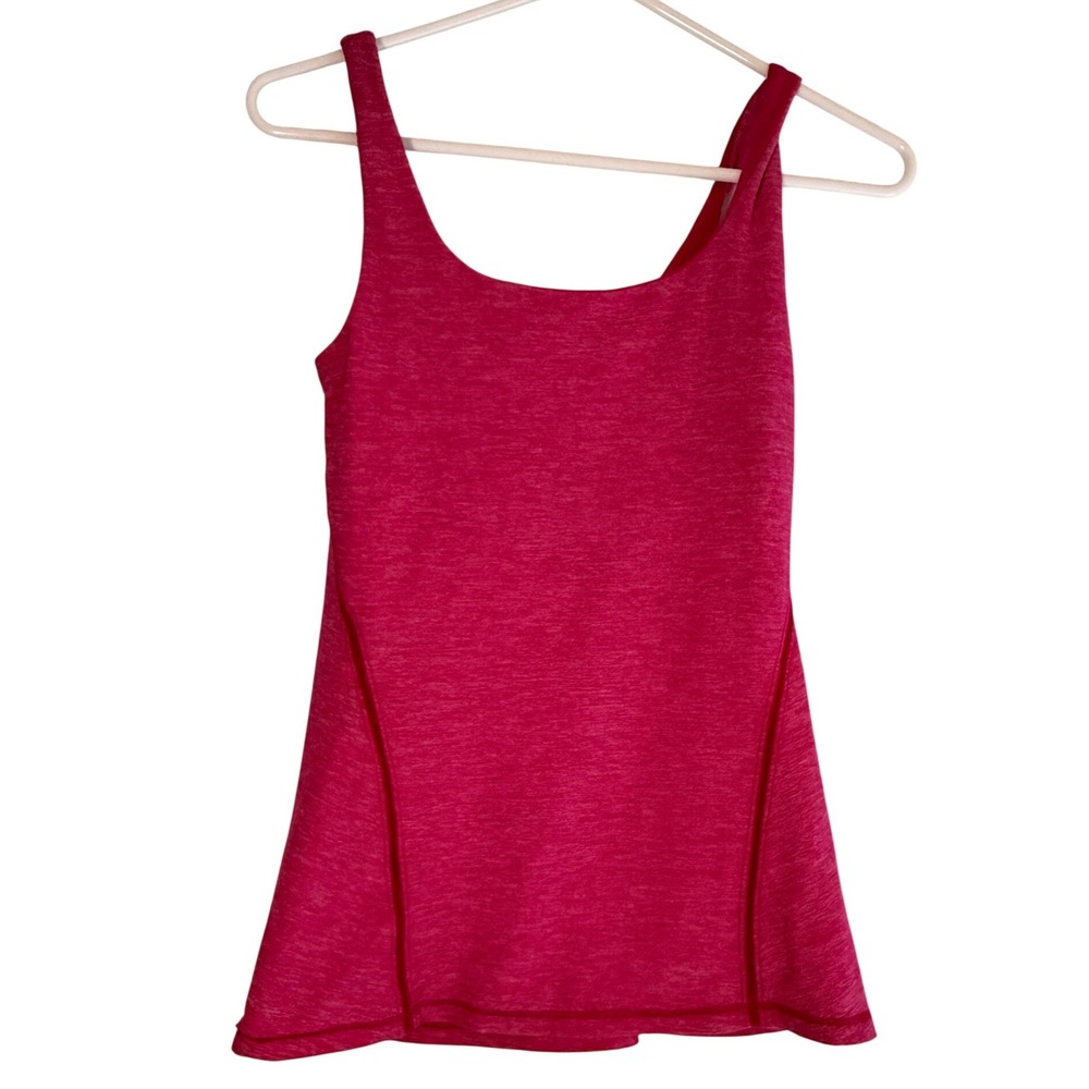 Lululemon Athletic Tank Top Pink Heathered Shelf Bra Size 6
